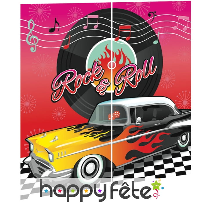 Décoration murale rock'n roll, voiture et disque