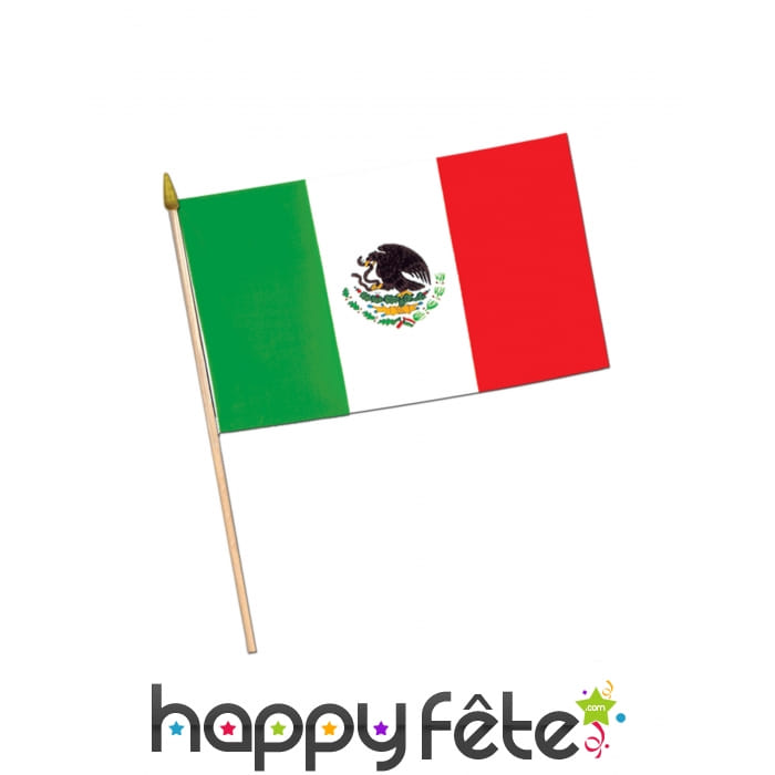 Drapeau Mexique sur tige, 43 x 30cm