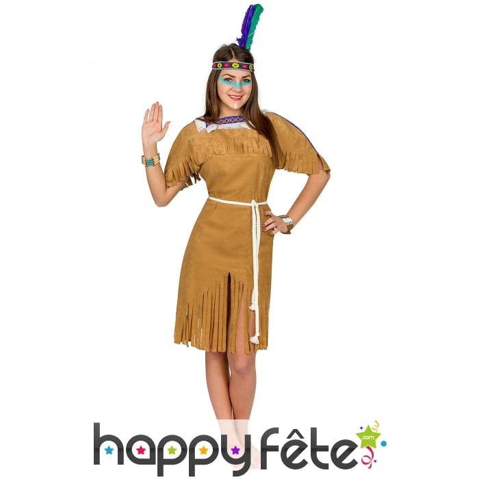 Déguisement marron uni de femme indienne