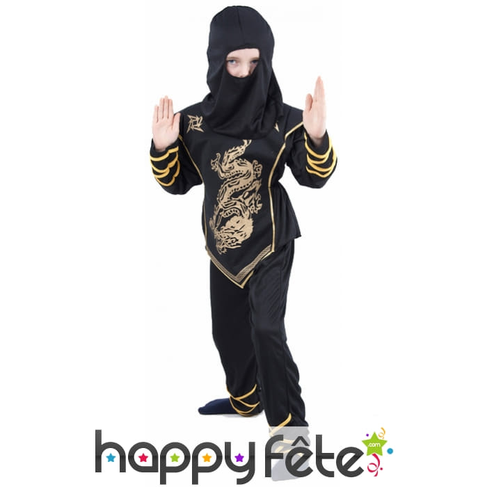 Déguisement noir de ninja dragon pour garçon