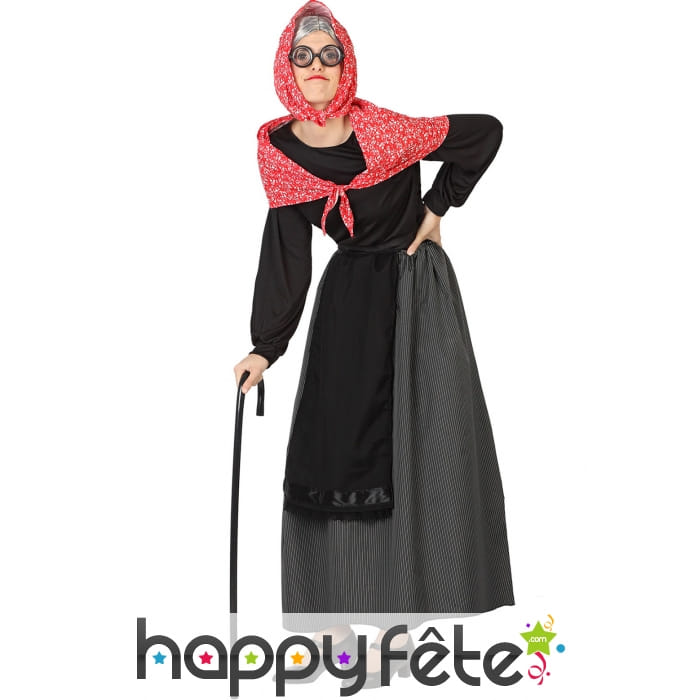 Déguisement noir de vieille femme
