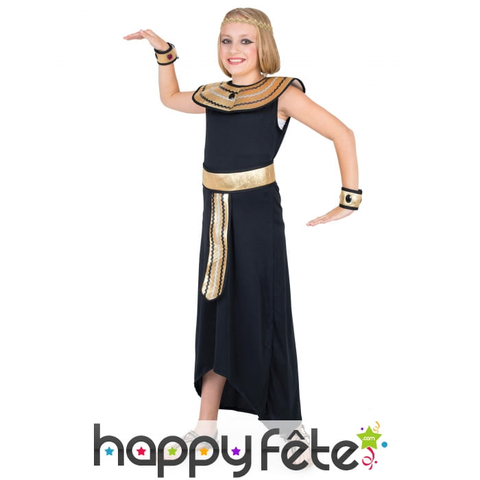 Déguisement noir doré de petite Cléopatre