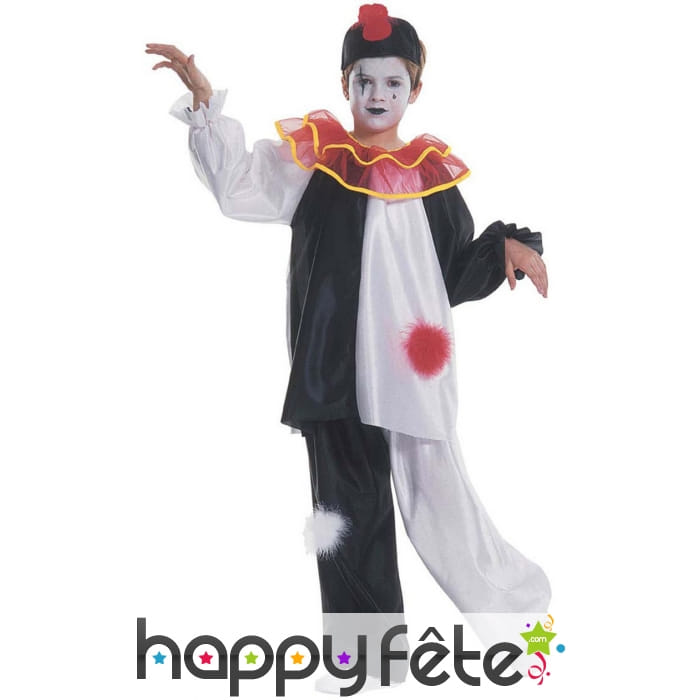 Déguisement noir et blanc de petit Pierrot