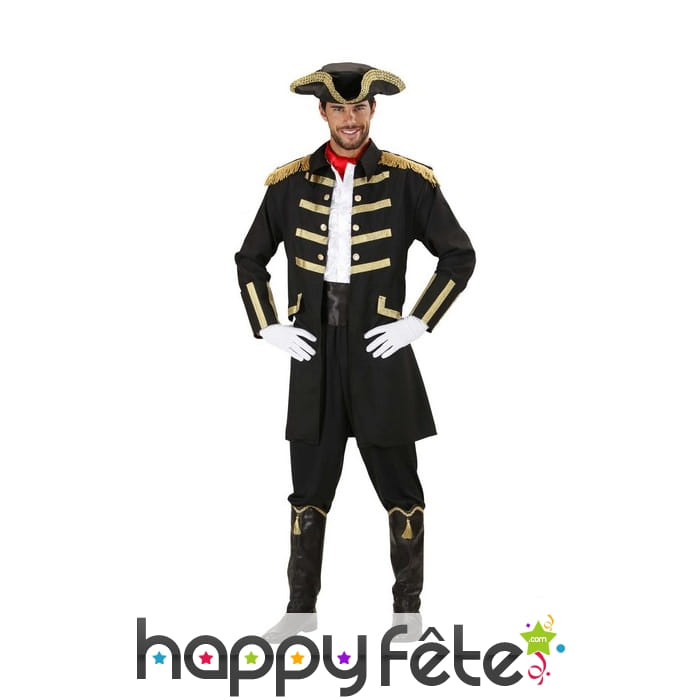 Déguisement noir et doré de capitaine pirate