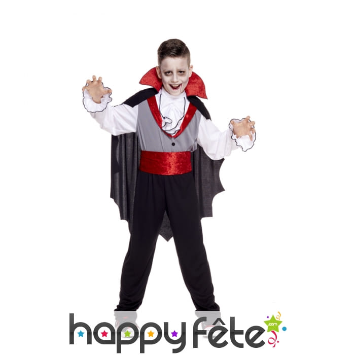 Déguisement noir et rouge de vampire pour enfant