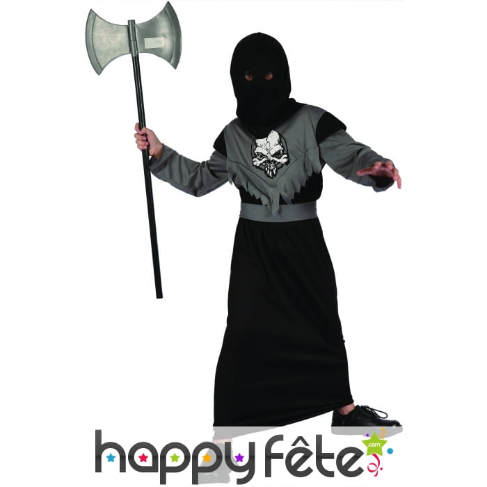 Déguisement noir gris de bourreau pour enfant