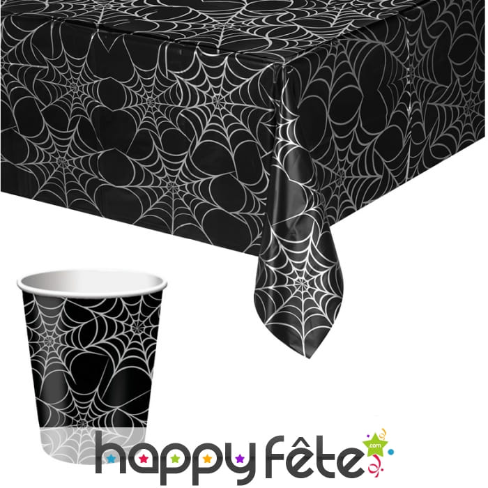 Décos noires imprimées toile pour table Halloween