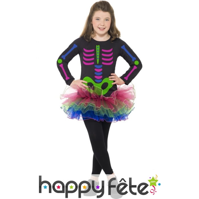 Déguisement néon squelette enfant