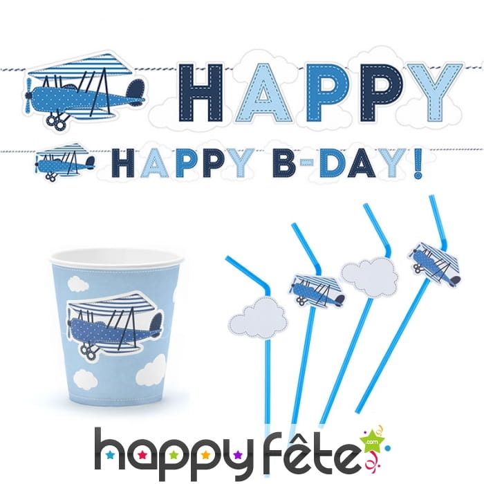 Décoration petit avion bleu pour anniversaire