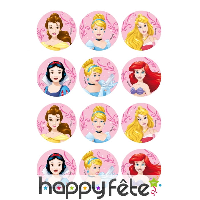 Déco pour biscuits Princesses Disney de 8 cm