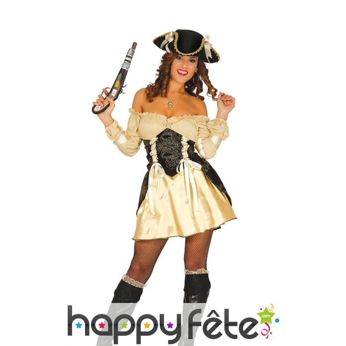 Déguisement pirate glamour doré et noir