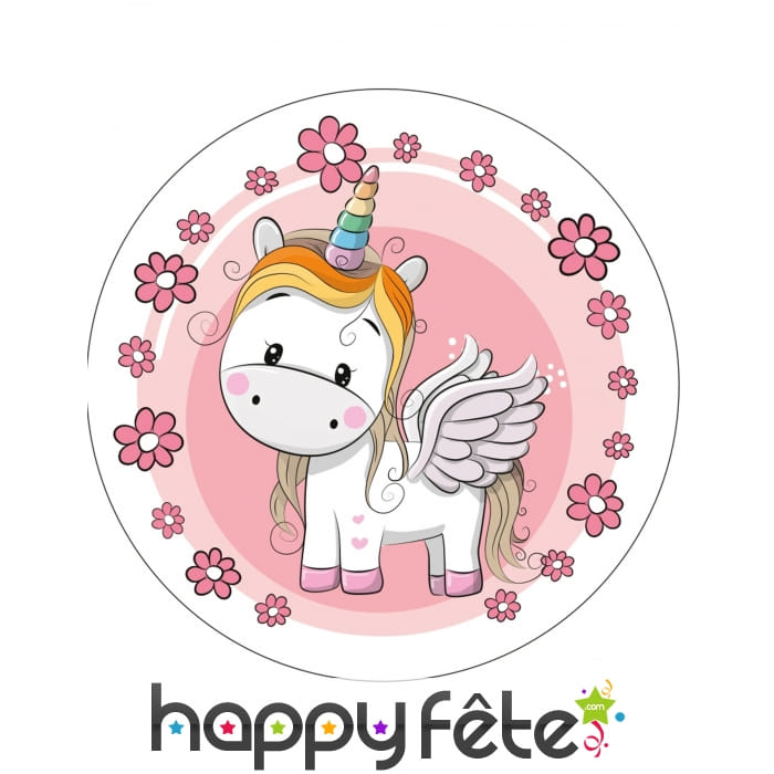 Disque petite licorne de 21 cm en azyme