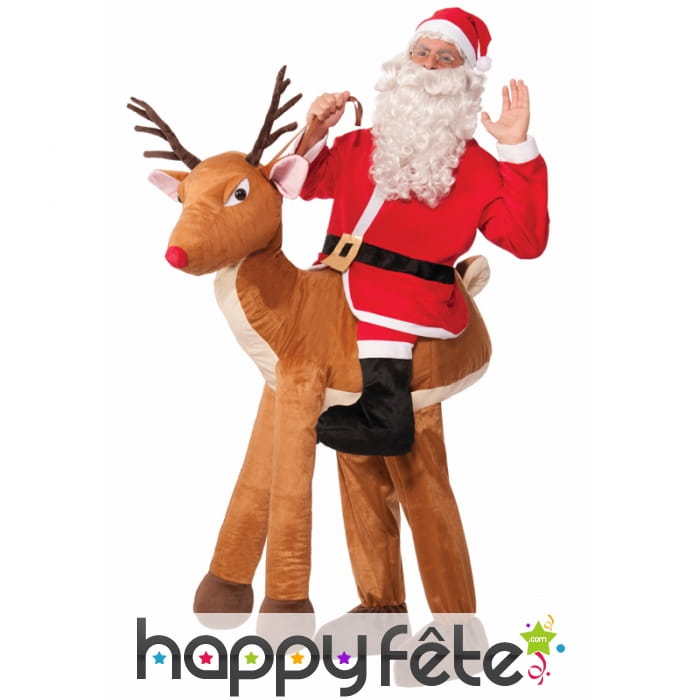 Déguisement père Noël à dos de renne