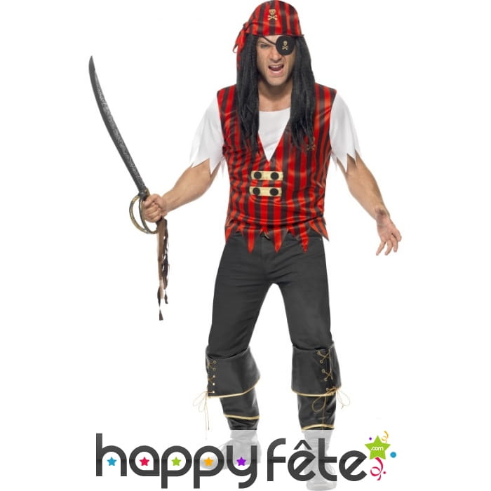Déguisement pirate rouge noir