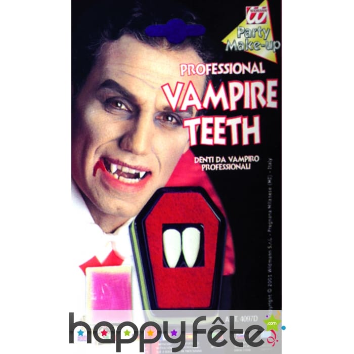 Dents pour vampire avec fixateur adhésif
