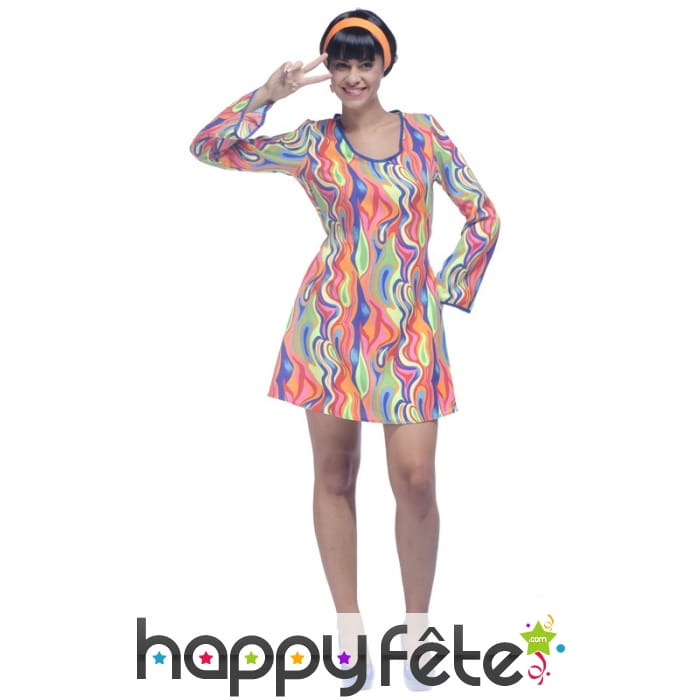 Déguisement robe à motifs flashy années 60