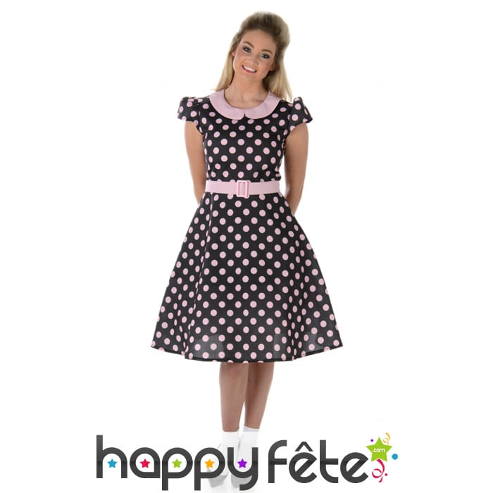 Déguisement robe à pois roses années 50