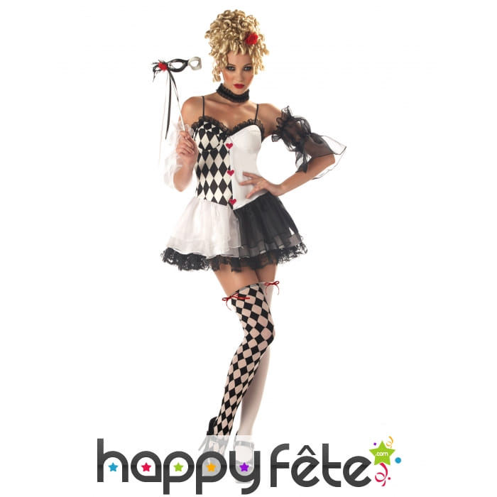 Déguisement robe arlequin courte