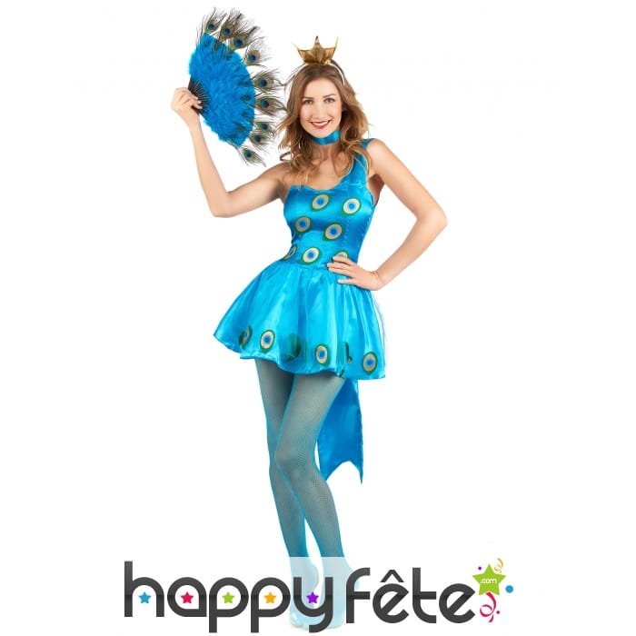 Déguisement robe bleue paon pour femme