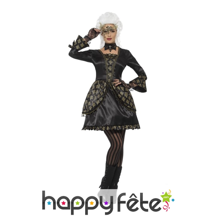 Déguisement robe courte de bal masqué noire luxe