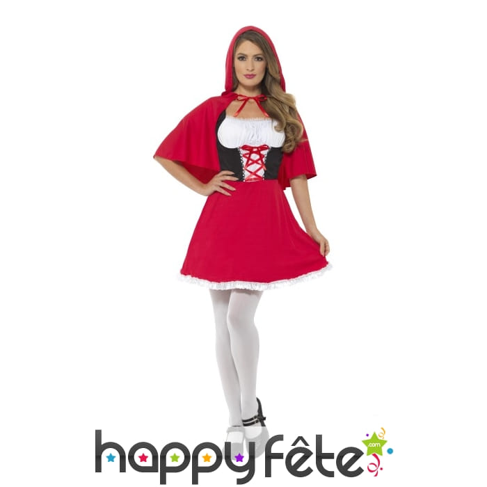 Déguisement robe courte de chaperon rouge adulte