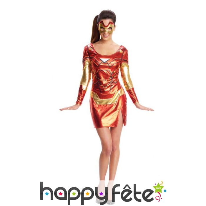 Déguisement robe courte de Iron man pour femme