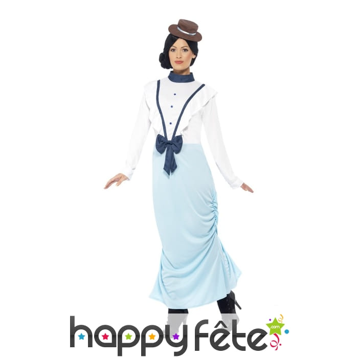 Déguisement robe d'aristocrate Victorienne bleue