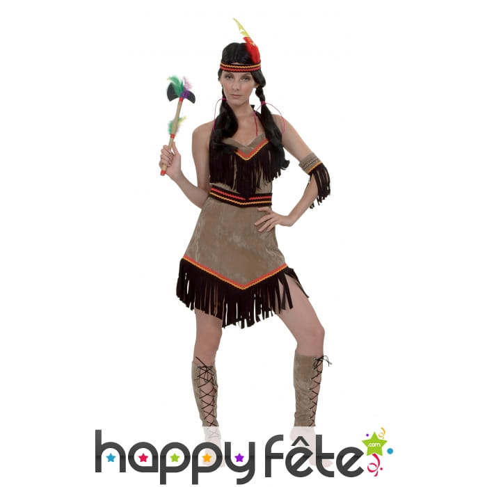 Déguisement robe d'indienne dos nu à franges