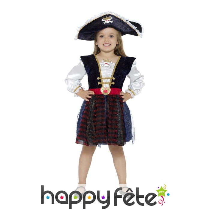 Déguisement robe de capitaine pirate pour fillette