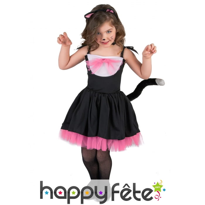 Déguisement robe de Chat rose noir pour enfant
