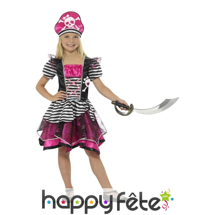 Déguisement robe de piratesse girly pour enfant