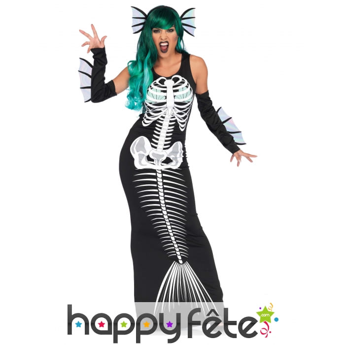 Déguisement robe de squelette sirène