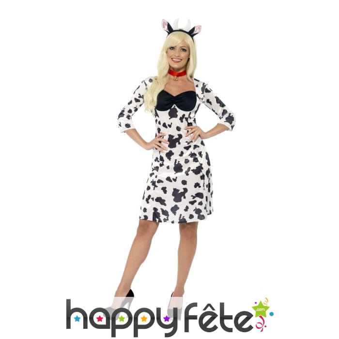 Déguisement robe de vache noire et blanche