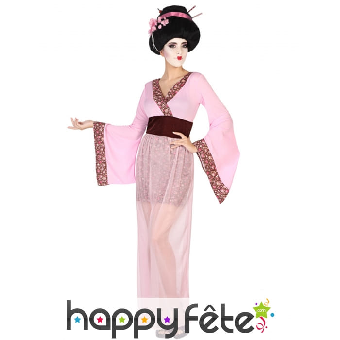 Déguisement rose de geisha pour femme