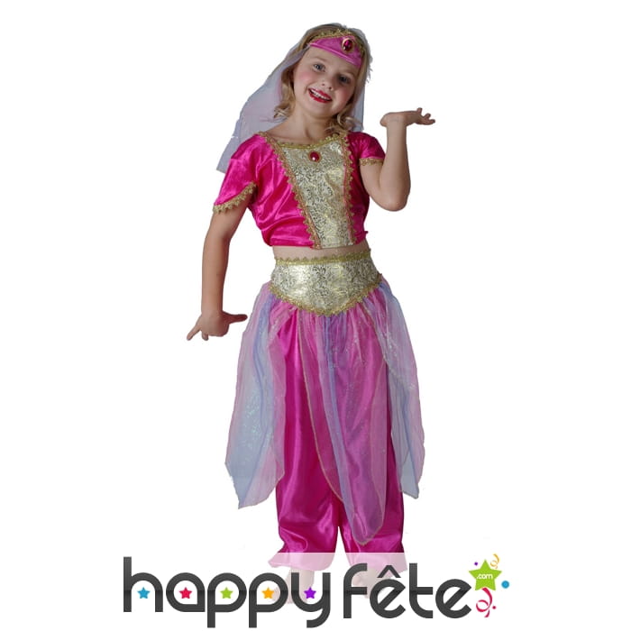 Déguisement rose de petite danseuse orientale