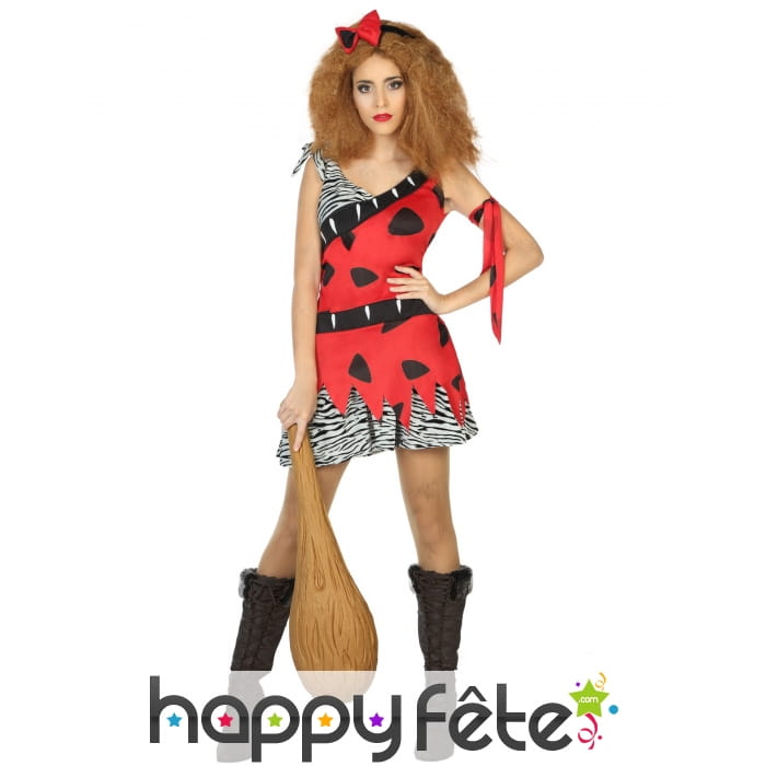 Déguisement rouge de femme préhistorique