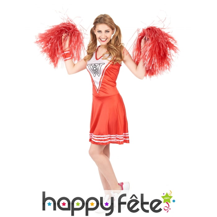 Déguisement rouge de pompom girl pour femme