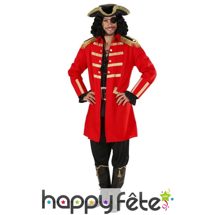 Déguisement rouge élégant de capitaine pirate