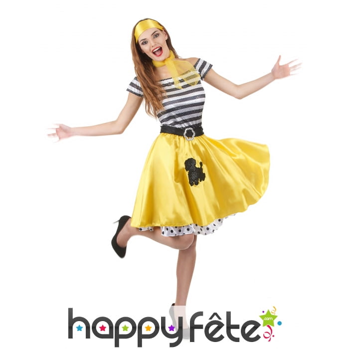 Déguisement robe jaune style années 50