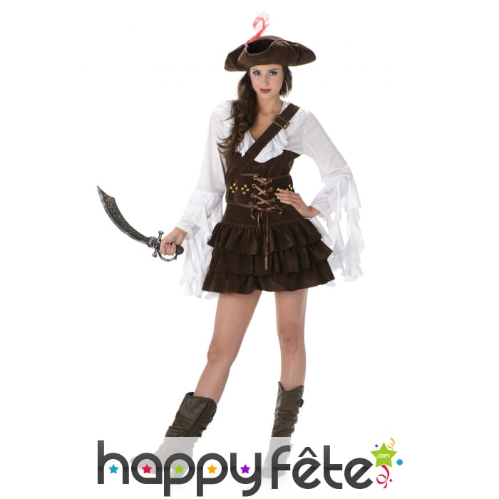Déguisement robe marron de femme pirate
