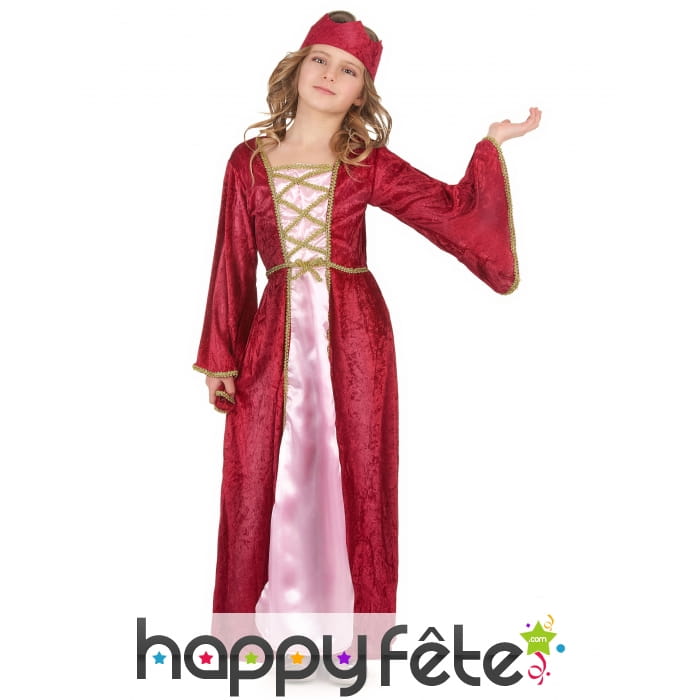 Déguisement robe médiévale rose pour fille