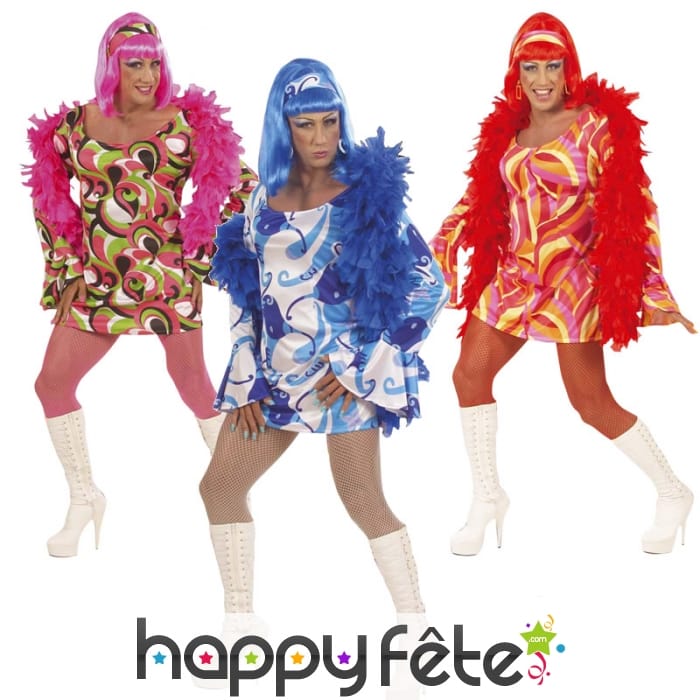 Déguisement robe motifs disco colorés pour homme