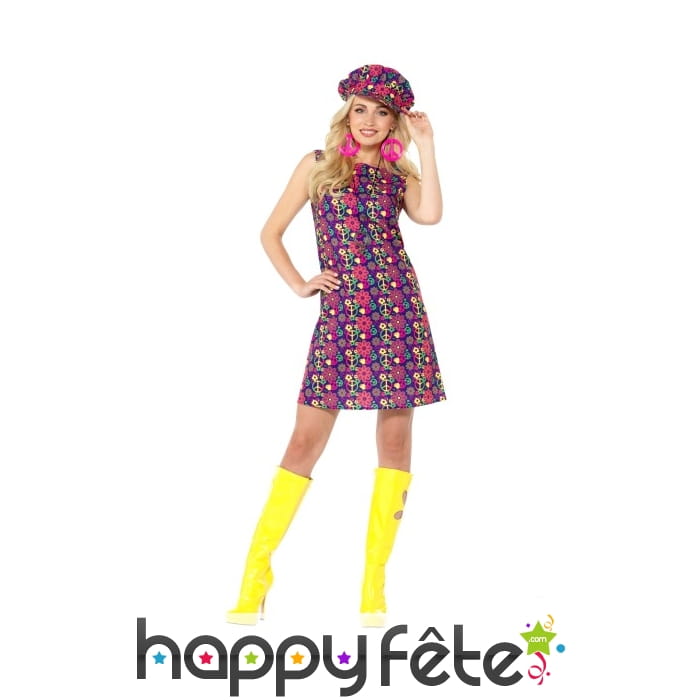 Déguisement robe motifs psychédélique années 60