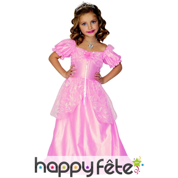 Déguisement robe rose unie de petite princesse
