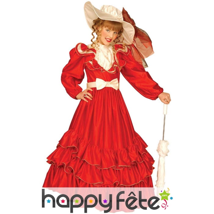 Déguisement robe rouge de marquise pour fillette
