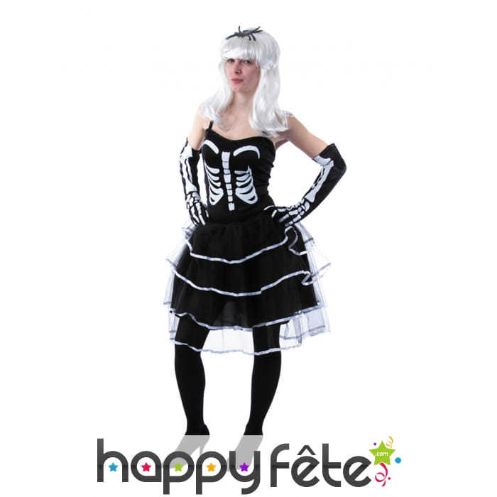 Déguisement robe squelette pour femme