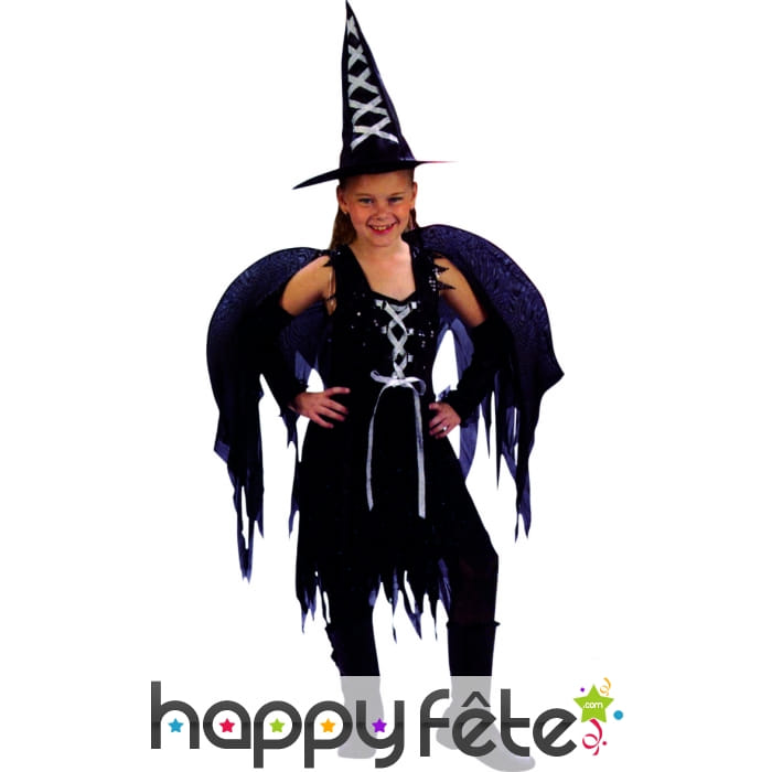 Déguisement sorciere avec ailes fille