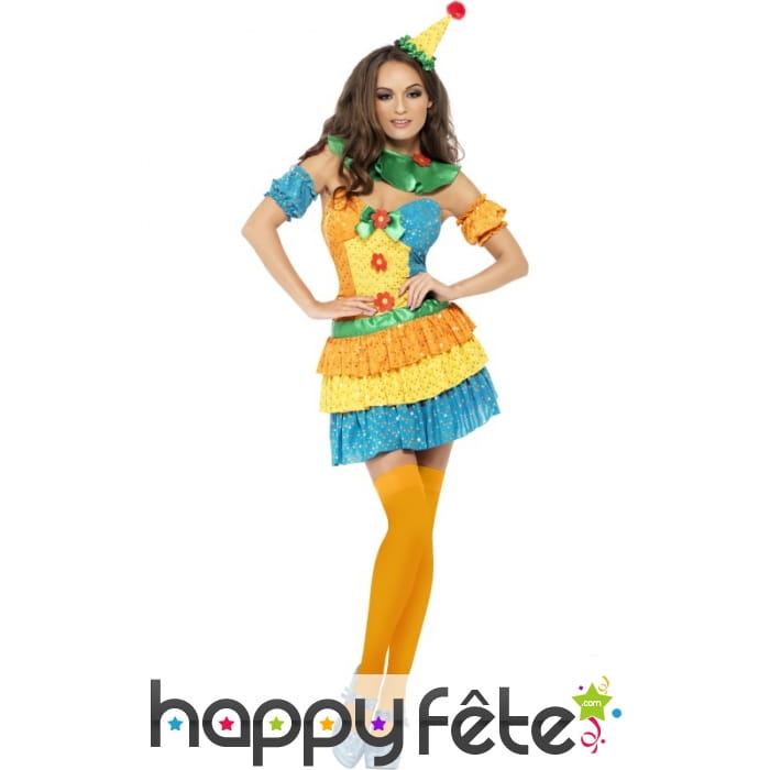 Déguisement sexy clown orange