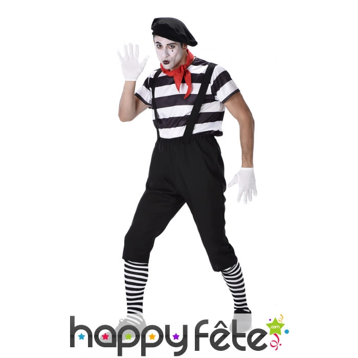 Déguisement salopette de mime pour homme