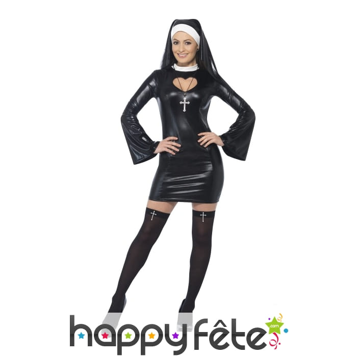 Déguisement sexy de religieuse effet latex